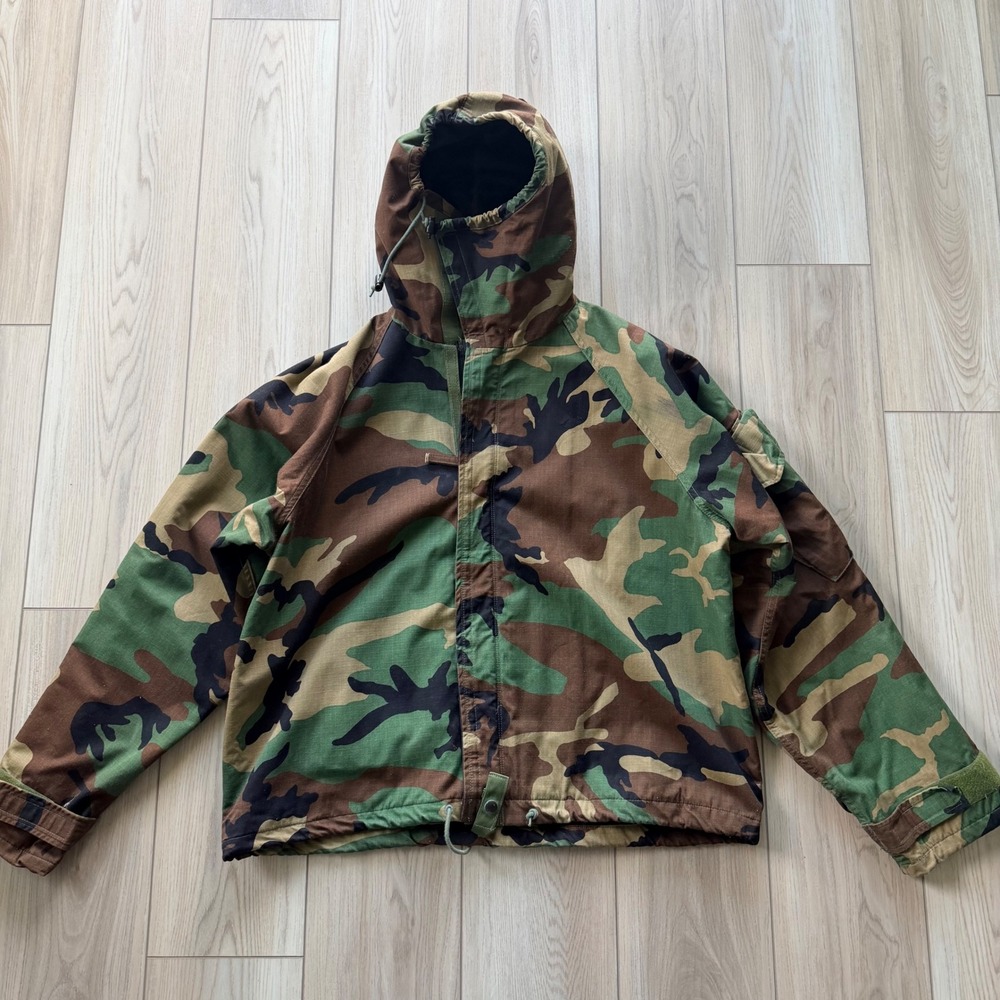 1999 Vintage US Military Chemical Protective Coat Mens Medium Woodland Camo M81